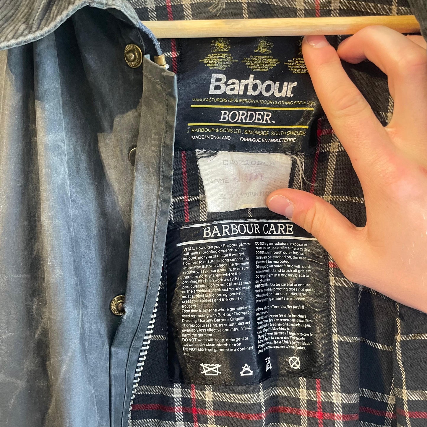 1990s Navy Barbour Wax Border jacket Coat