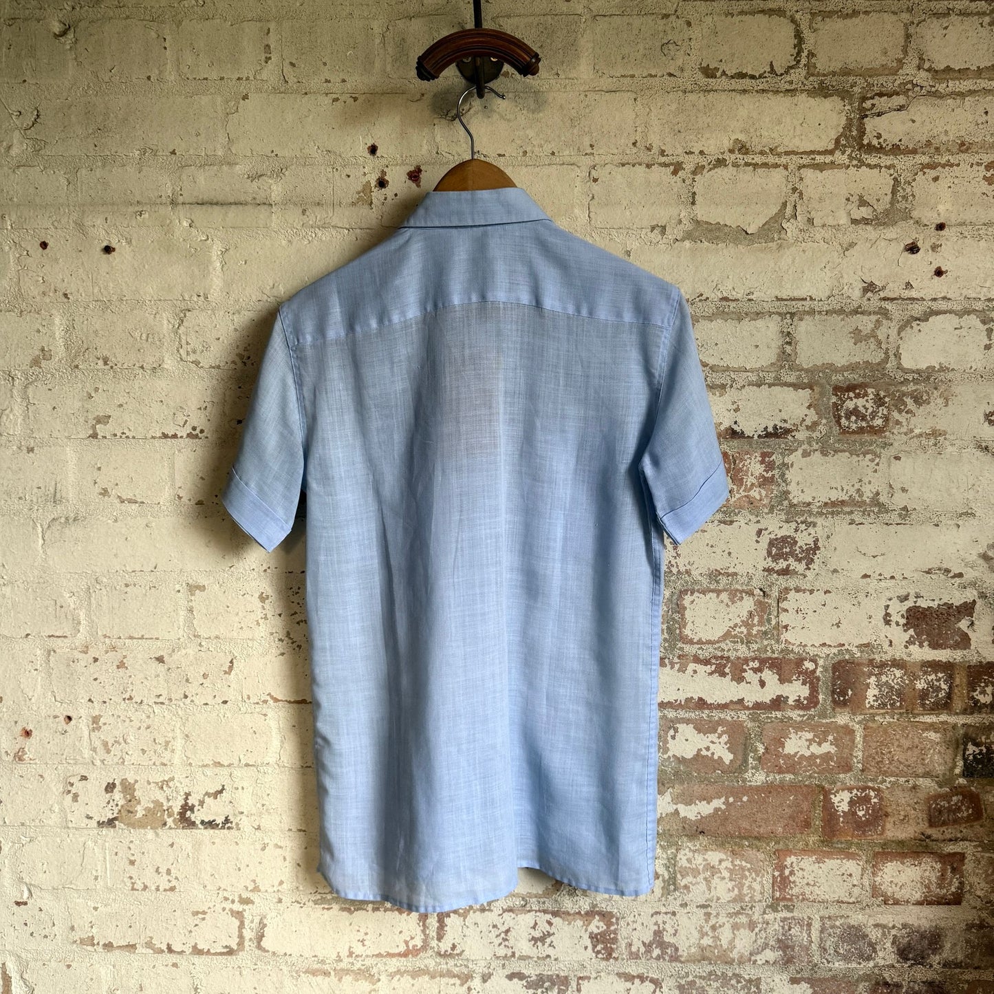 1970s Blue Linen Italian Button Shirt