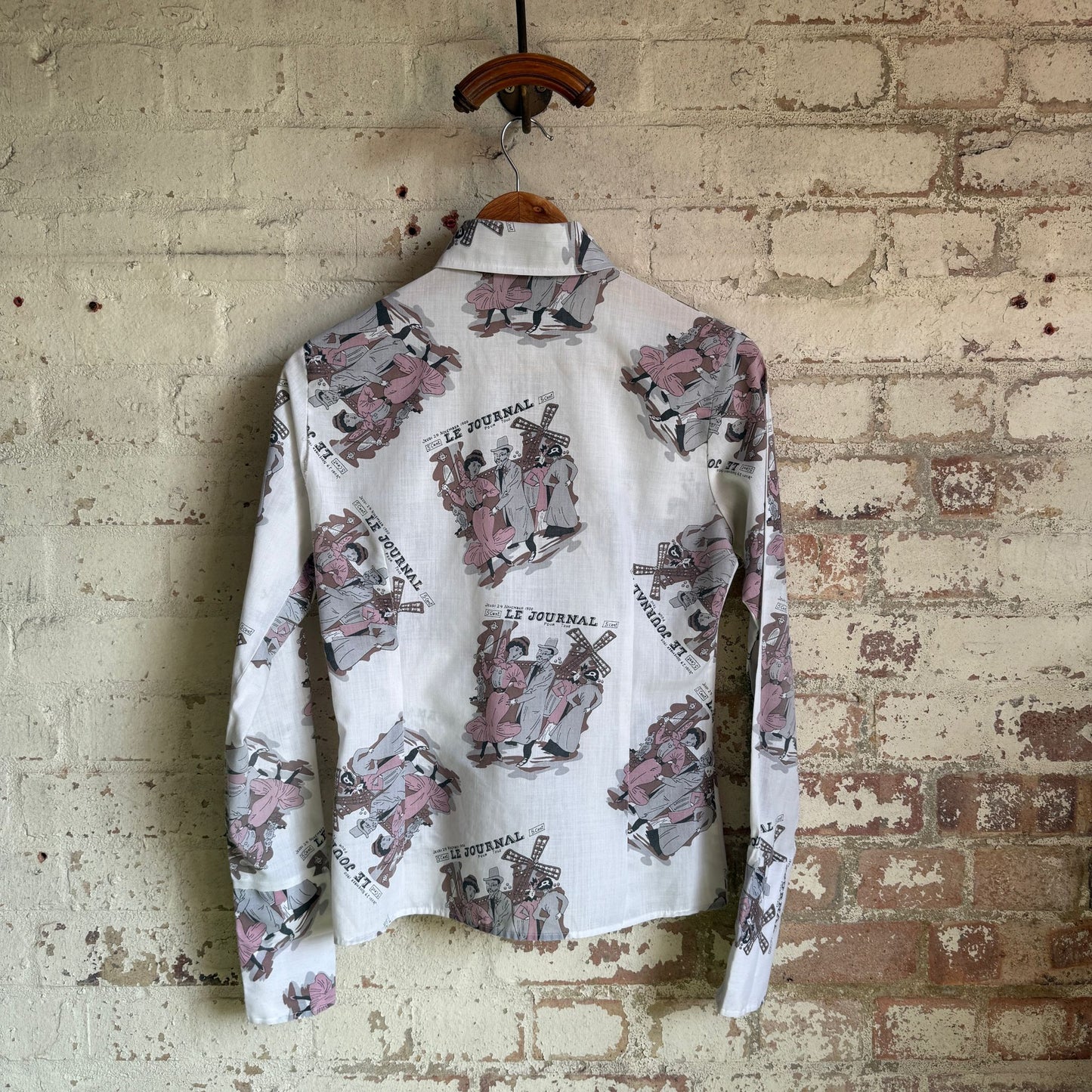 1970s Graphic Dagger Collar Long Sleeve Shirt