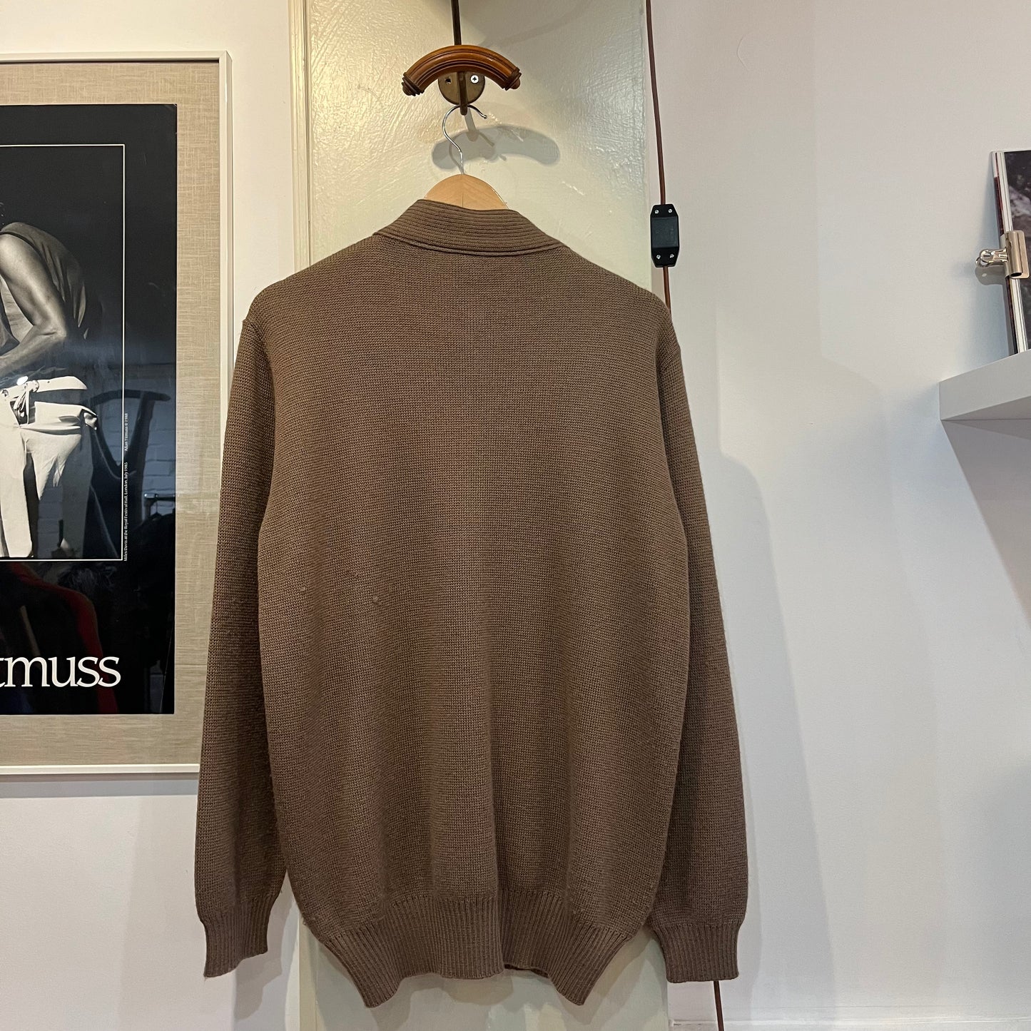 1970s Brown Knitted Zip Up Cardigan Jumper