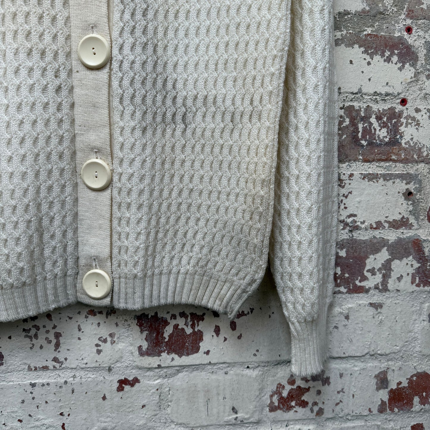 1970s Cream Knitted Cardigan Jumper