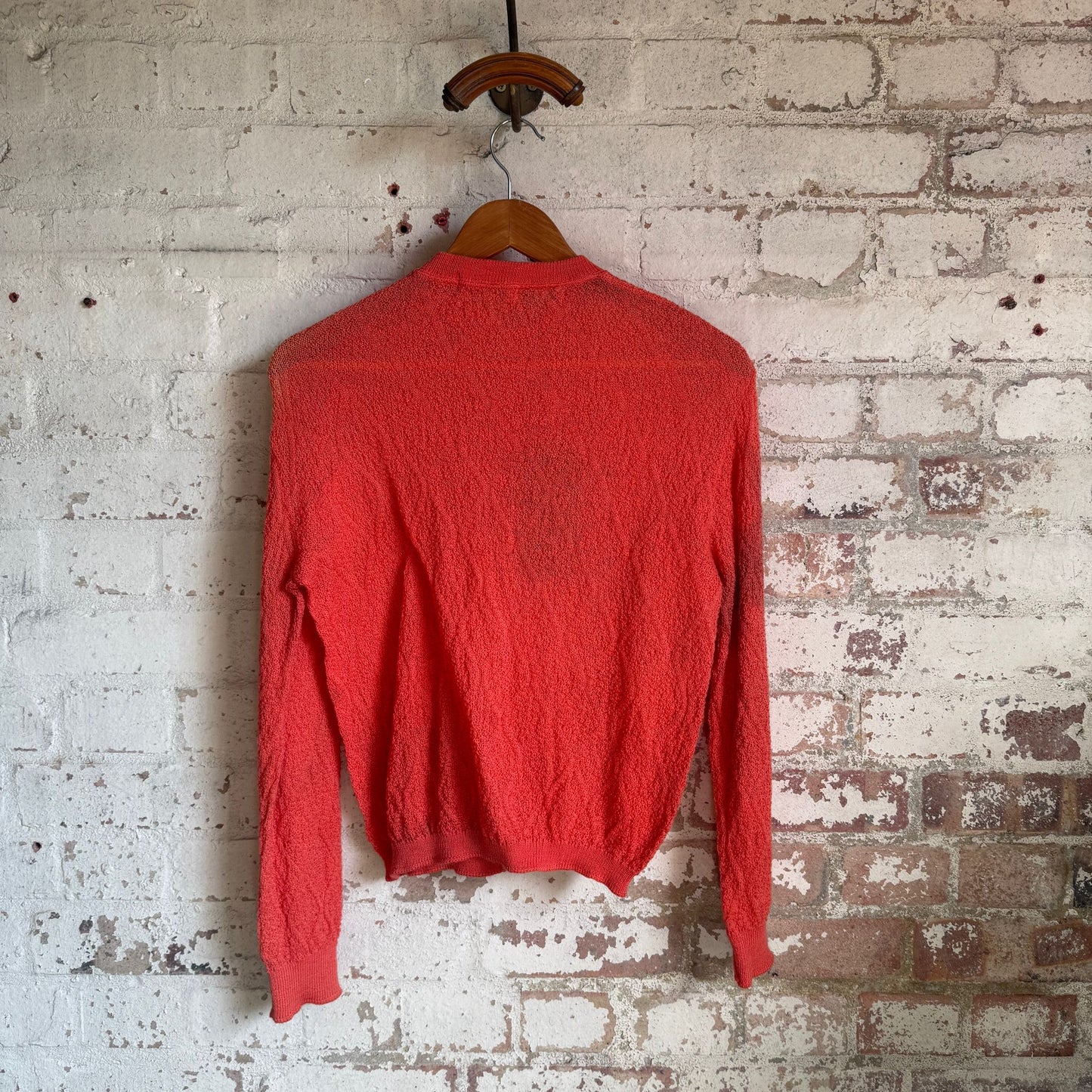 1970s Orange Knitted Cardigan Jumper