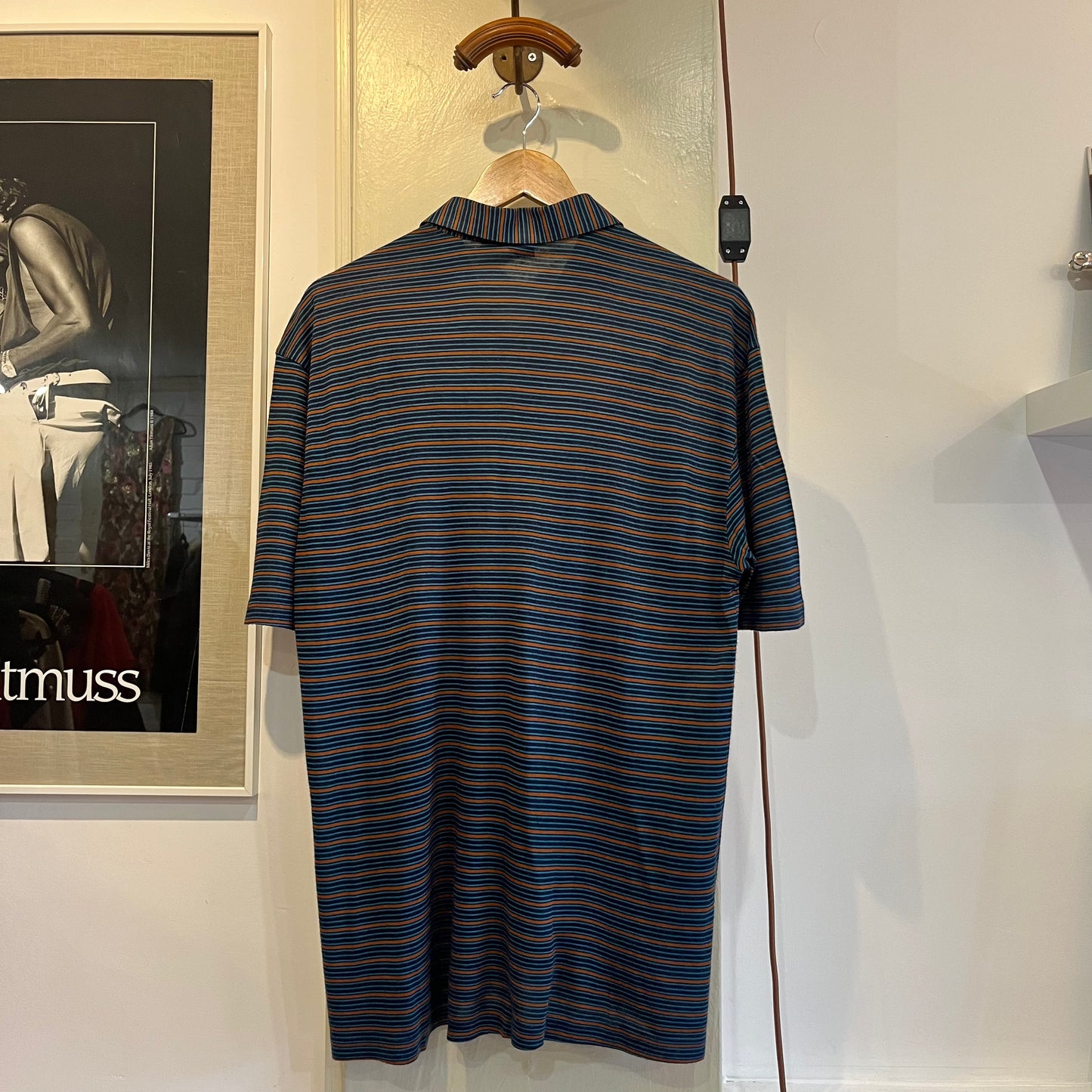 1980s Navy Italian Striped Polo Shirt