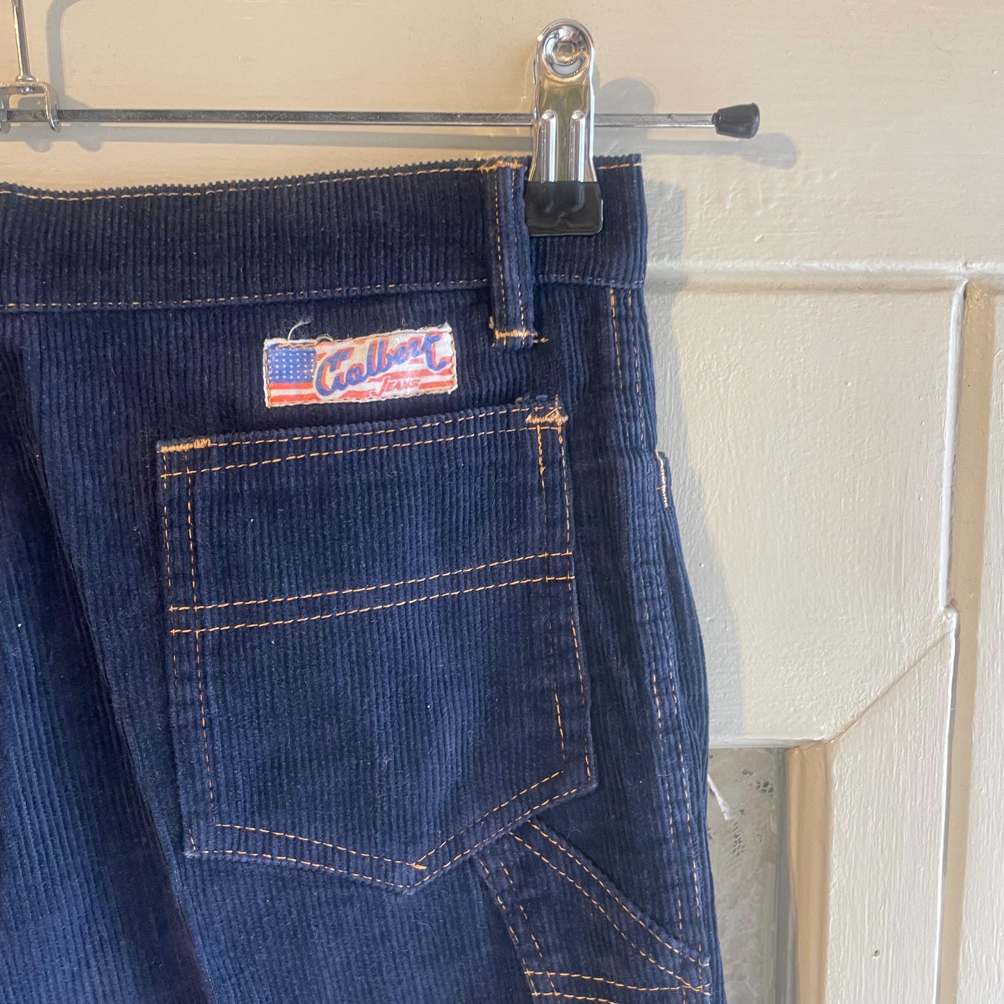 1970s Dark Navy Corduroy Flared Trousers