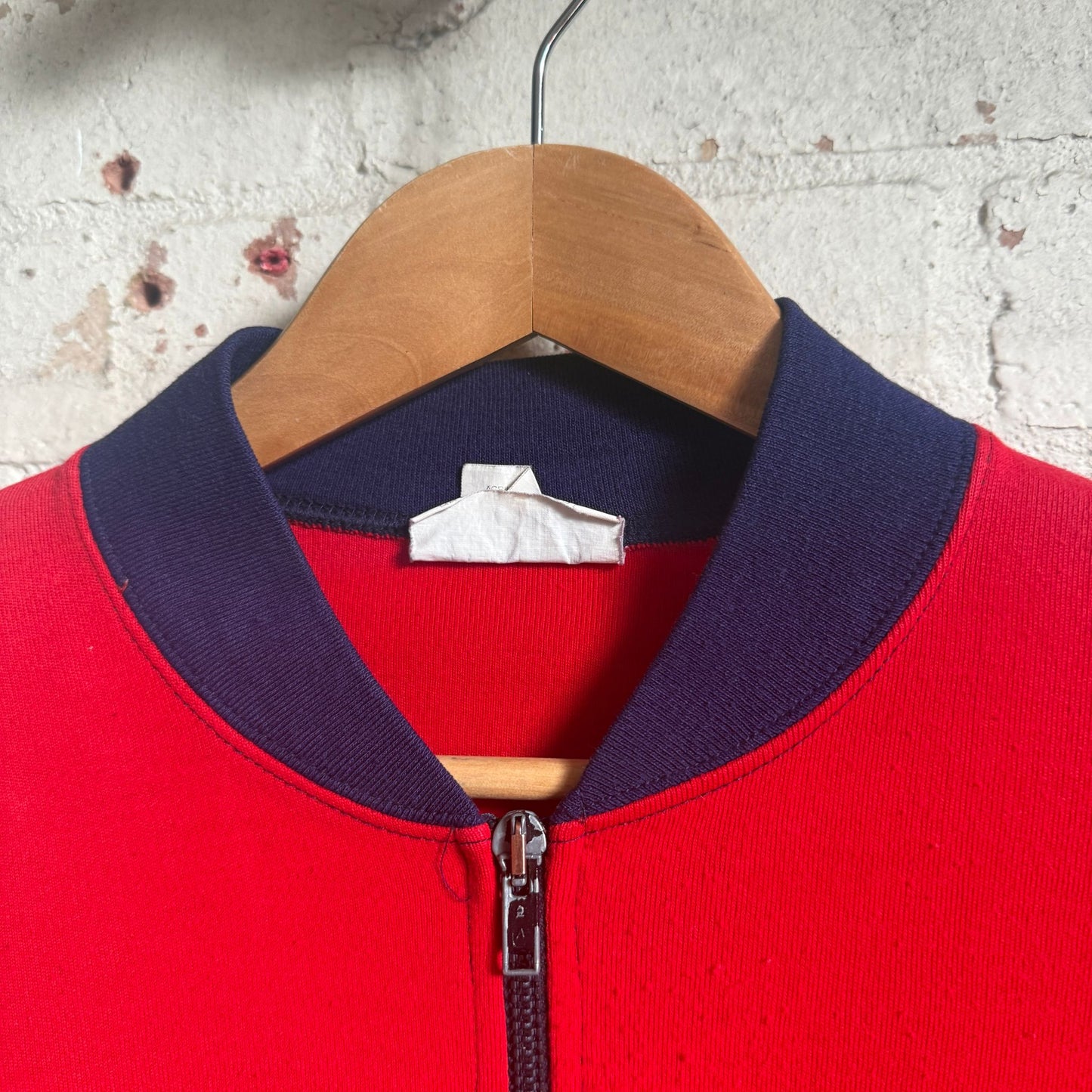 1970s Red and Navy Zip Up Track Jacket
