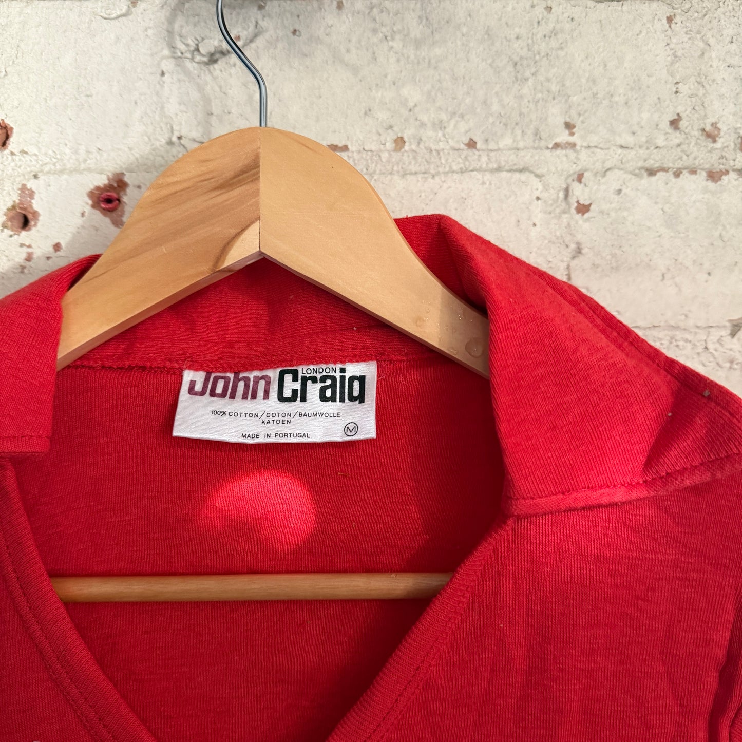 1970s Red John Craig Dagger Collar Polo Shirt Top