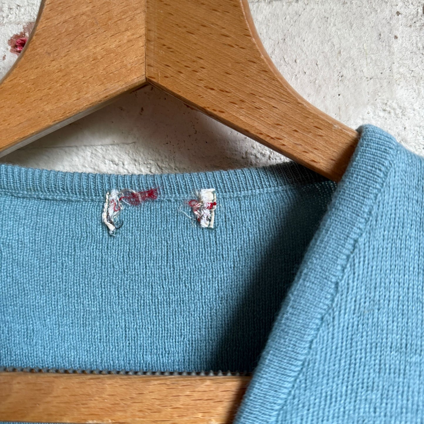1960s Light Turquoise Knitted Tank Top Jumper