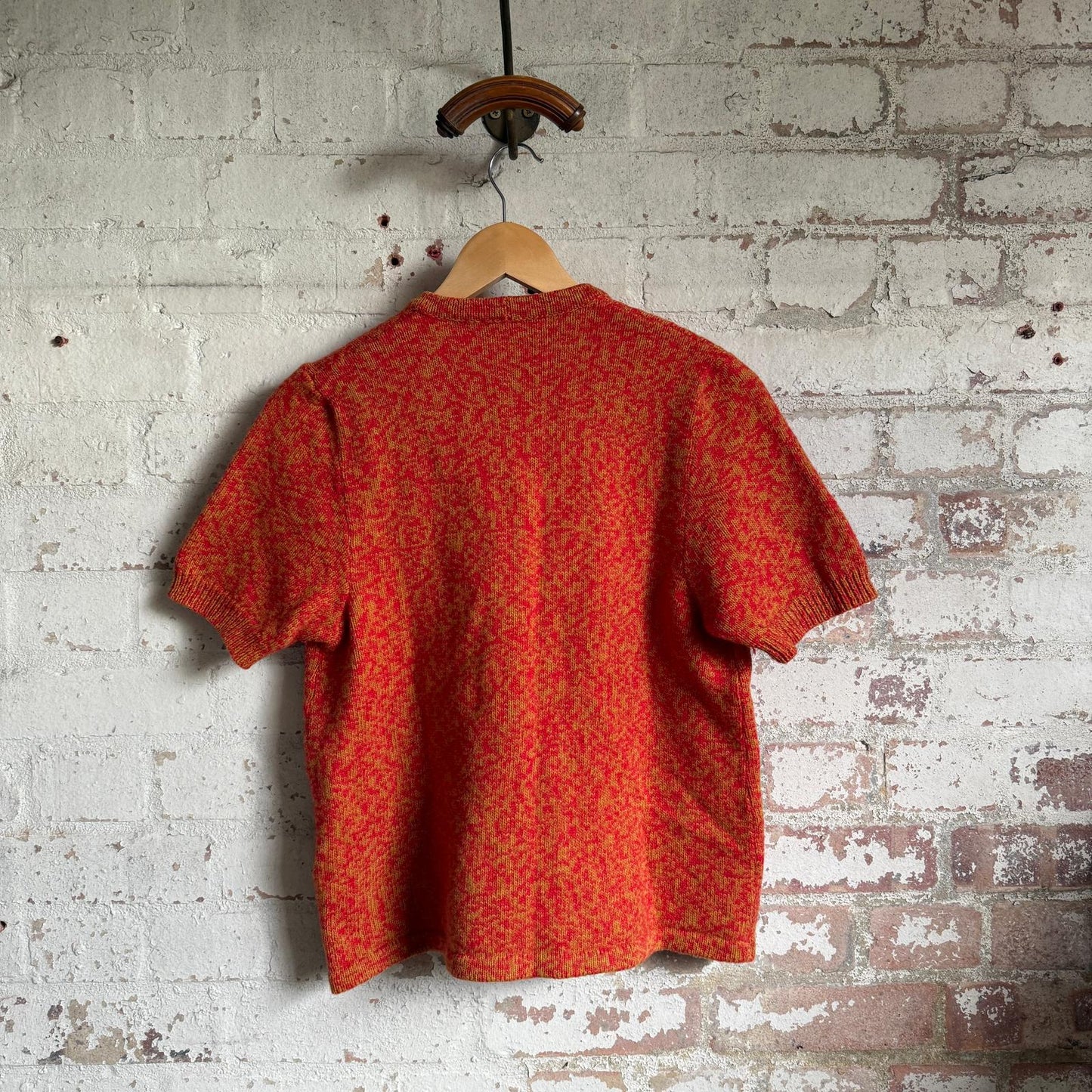1970s Orange Short Sleeve Cardigan Jumper