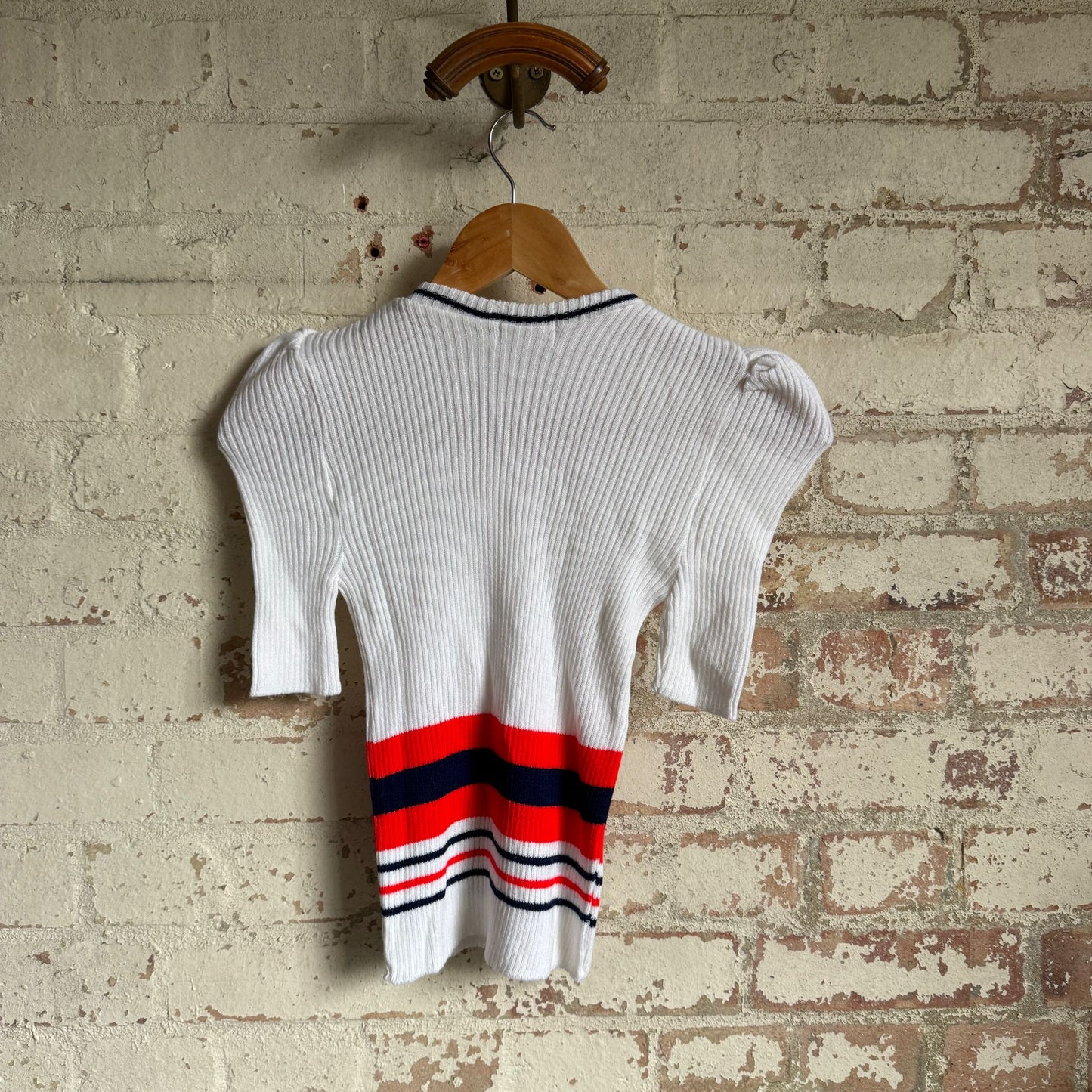 1979s White Knitted Short Sleeved Jumper