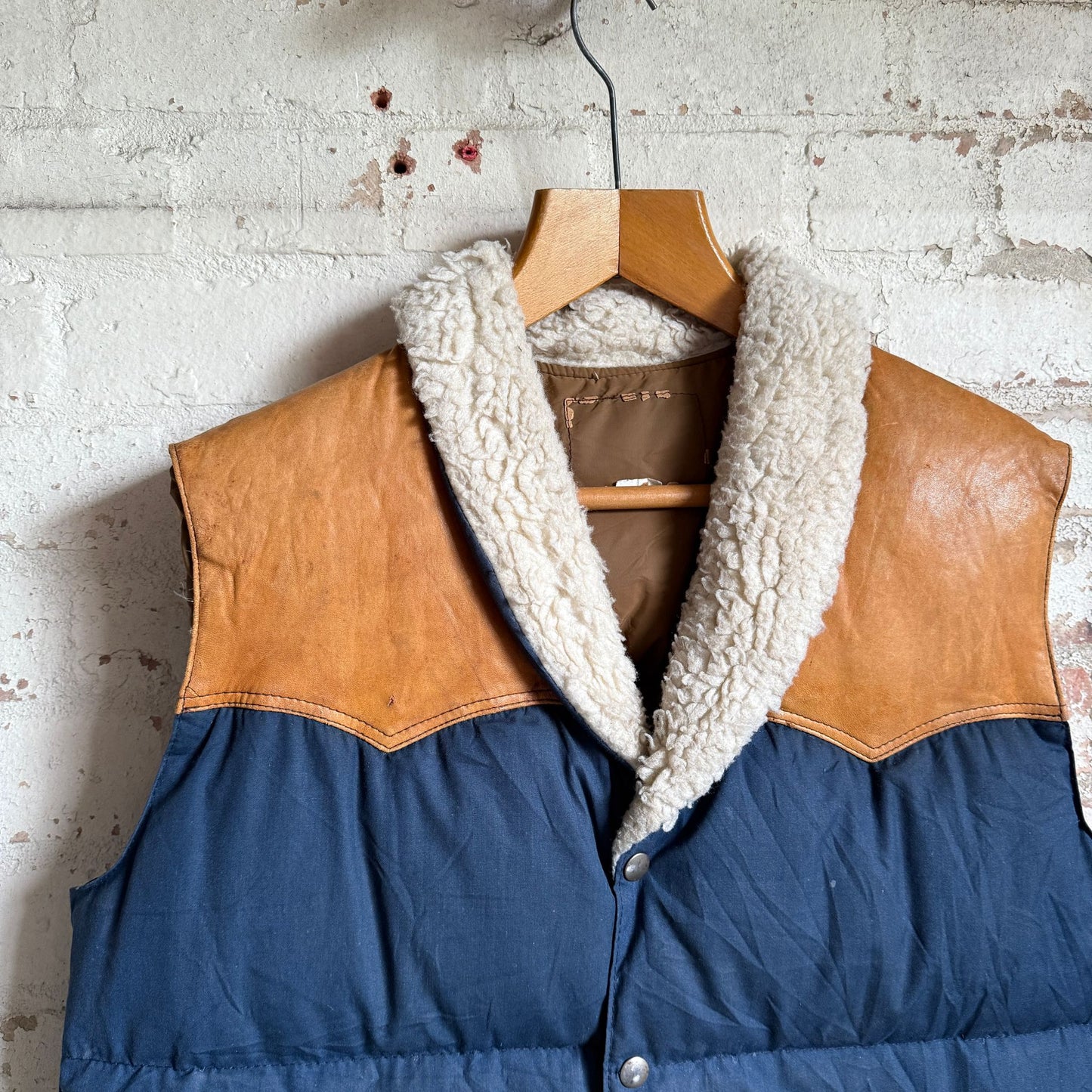 1970s American Outback Nylon / Leather Puffer Gilet
