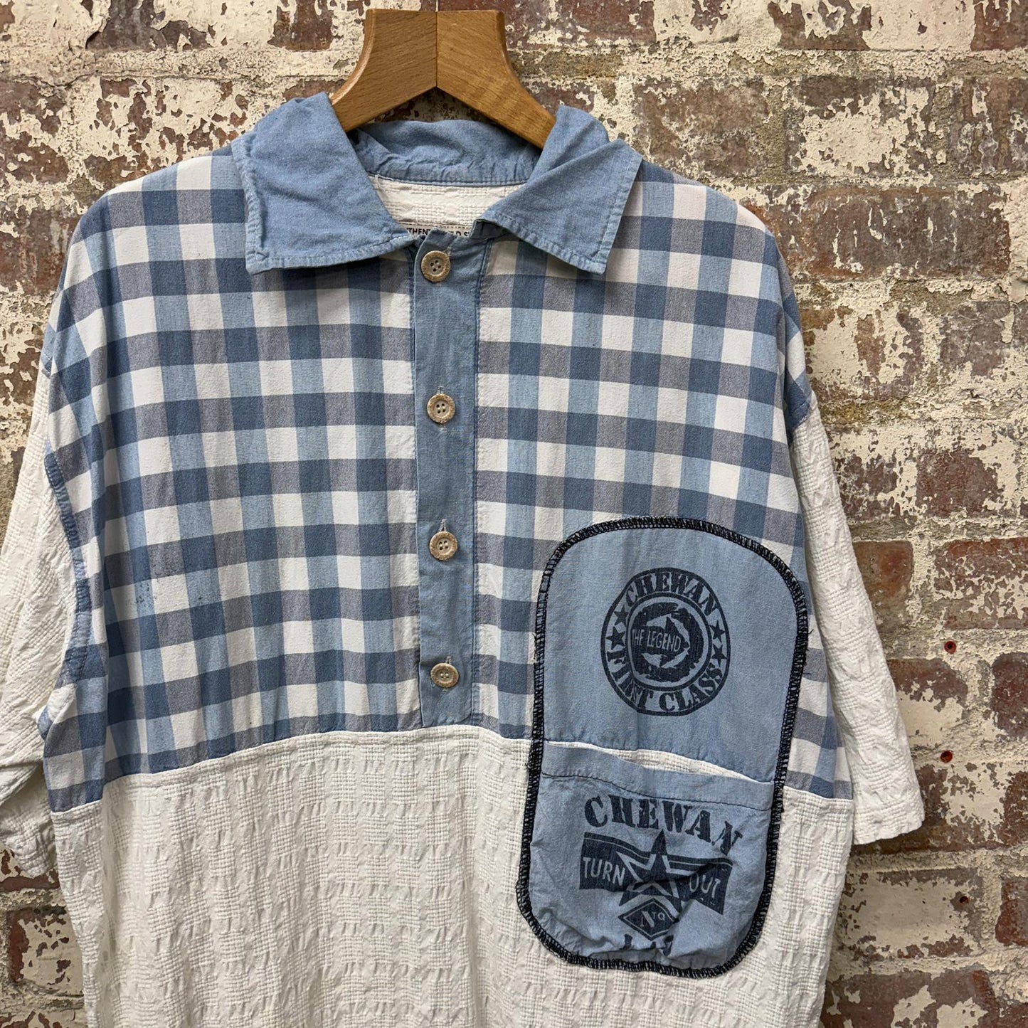 1980s White Checkered Short Sleeve Shirt