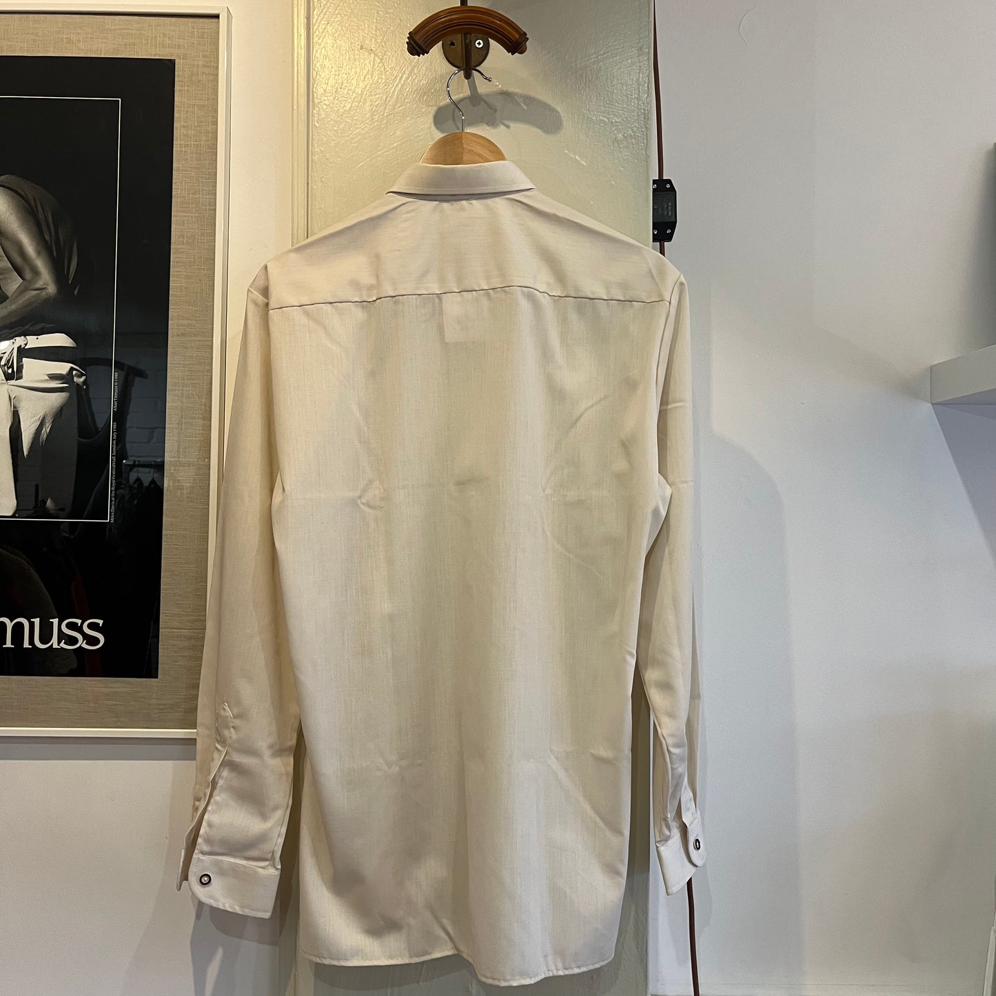 1980s Dead Stock Cream Detailed Formal Shirt