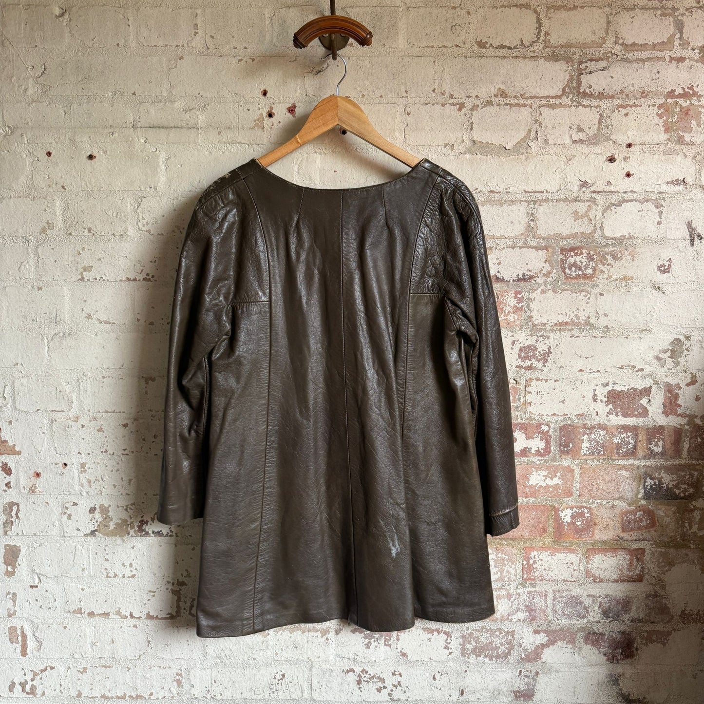 1970s Brown Leather Unusual Tunic Jacket