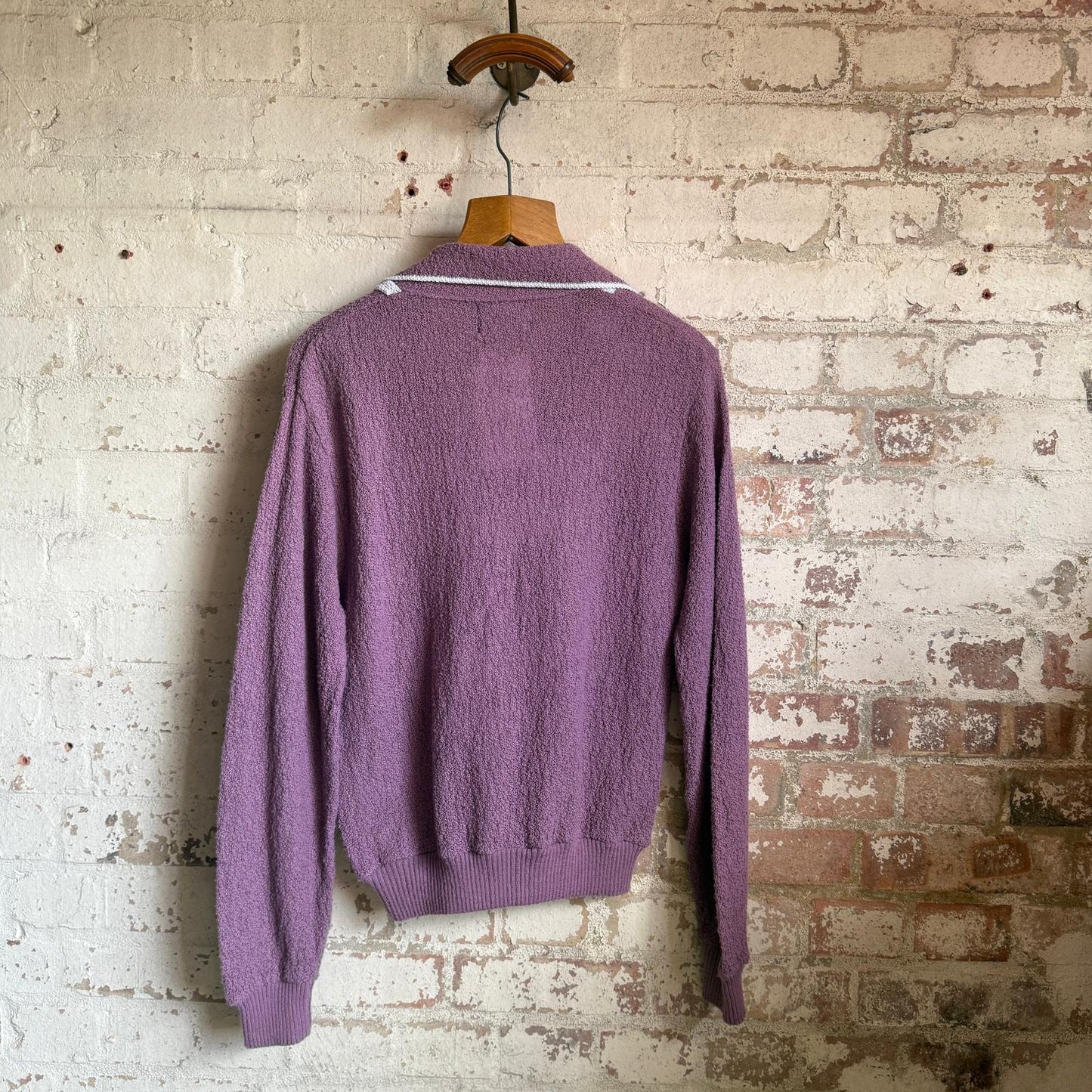 1970s Purple Italian Knitted Patterned Shirt Jumper