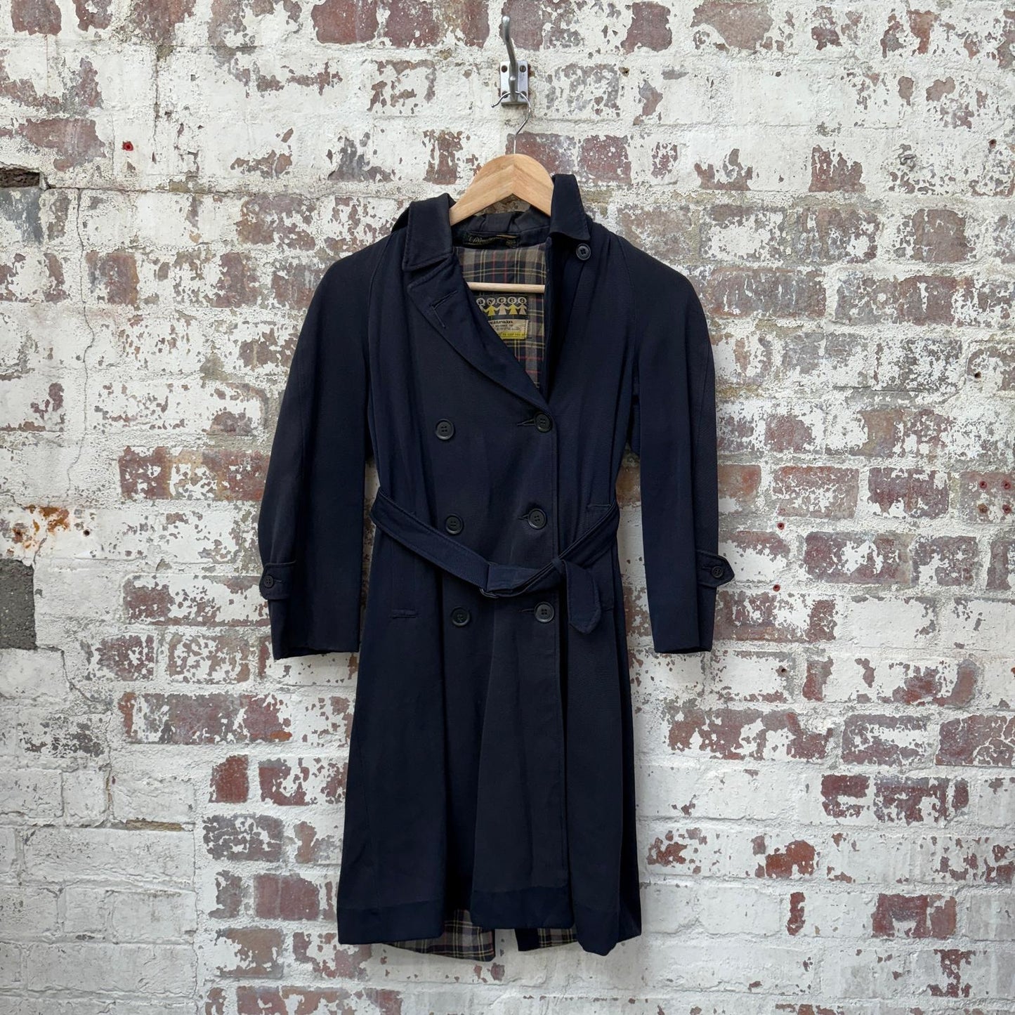 1930s 1940s Navy Gaberdine Belted Mac Jacket
