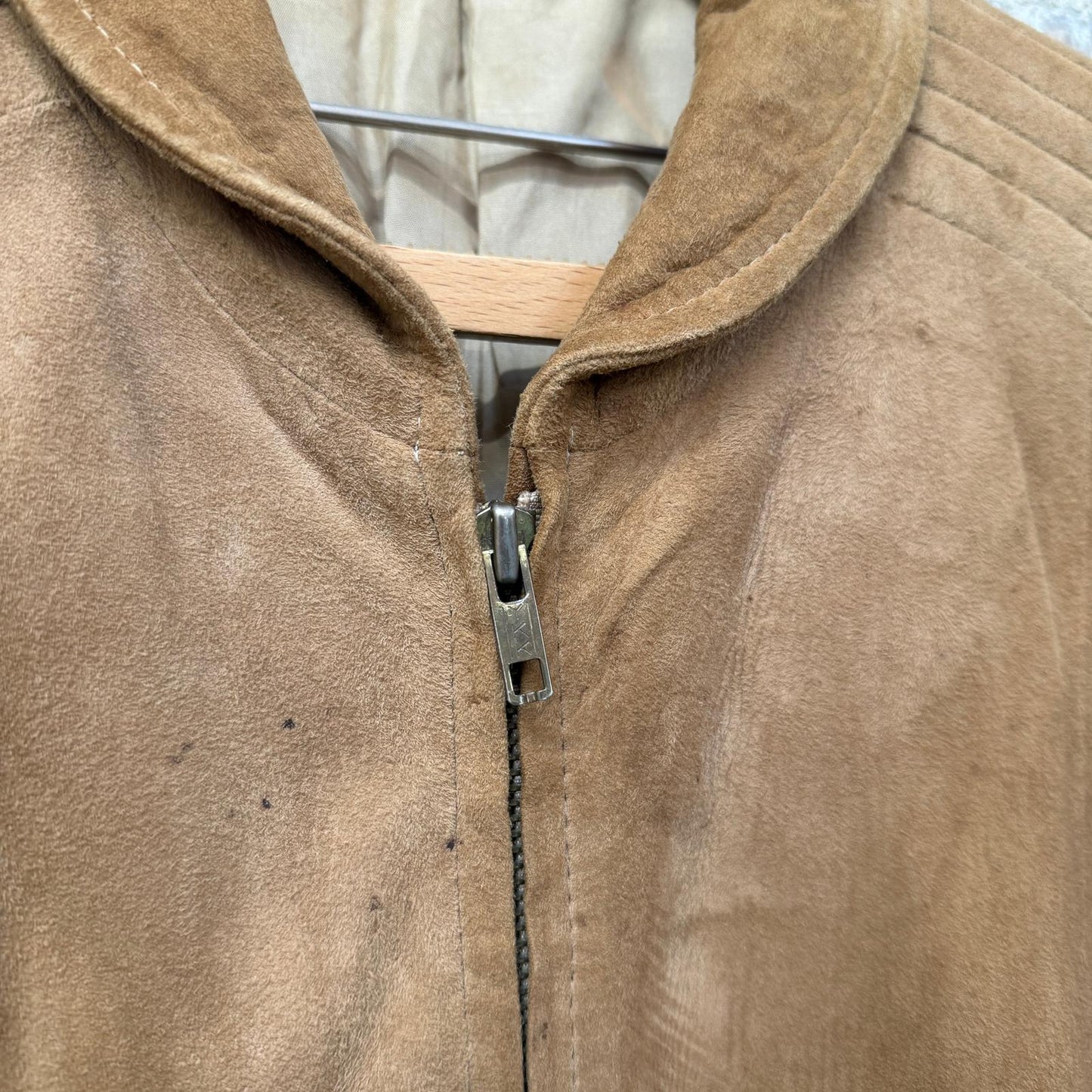 1970s Beige Suede Leather Bomber Jacket