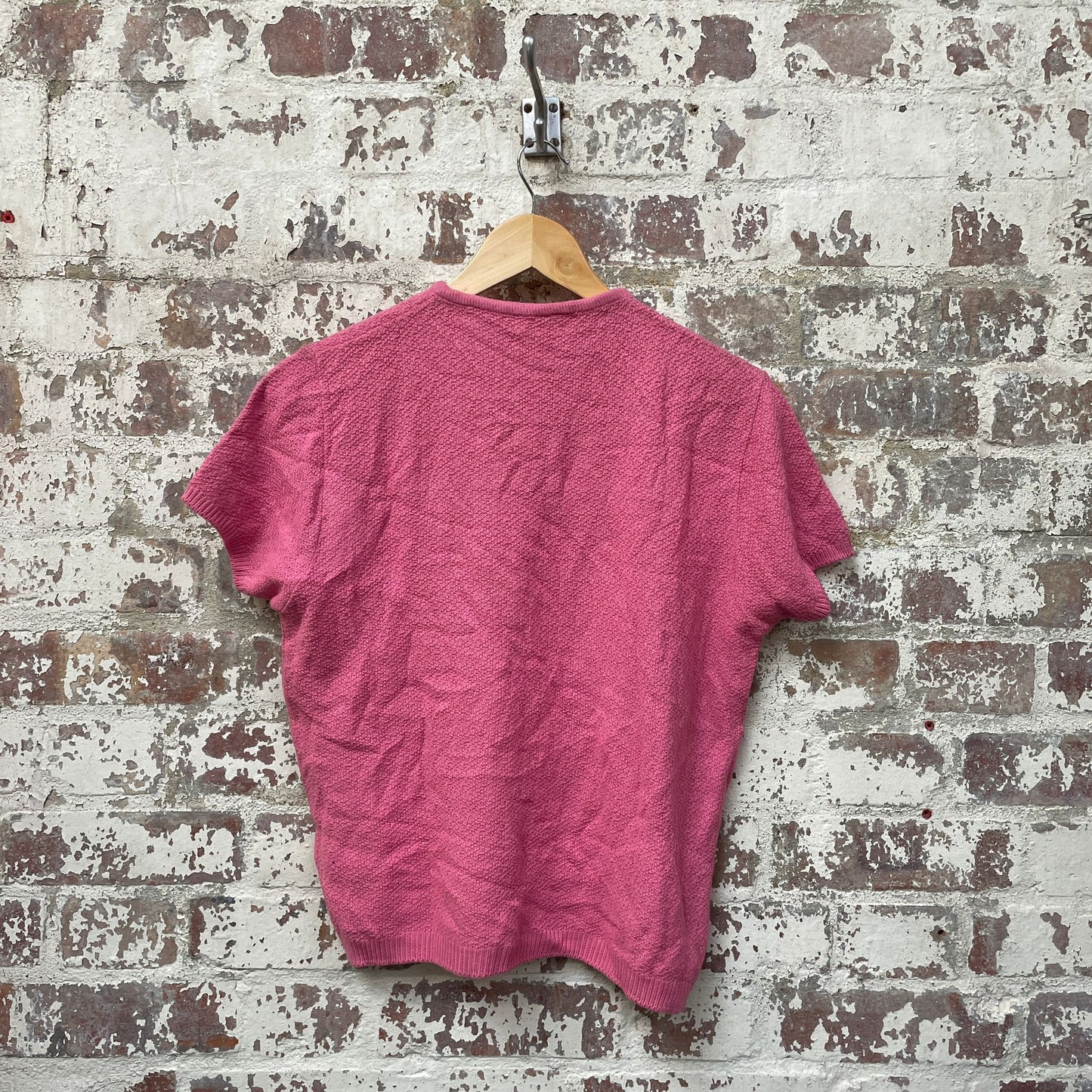 Vintage 1960s 1970s Pink Knitted Short Sleeved Jumper