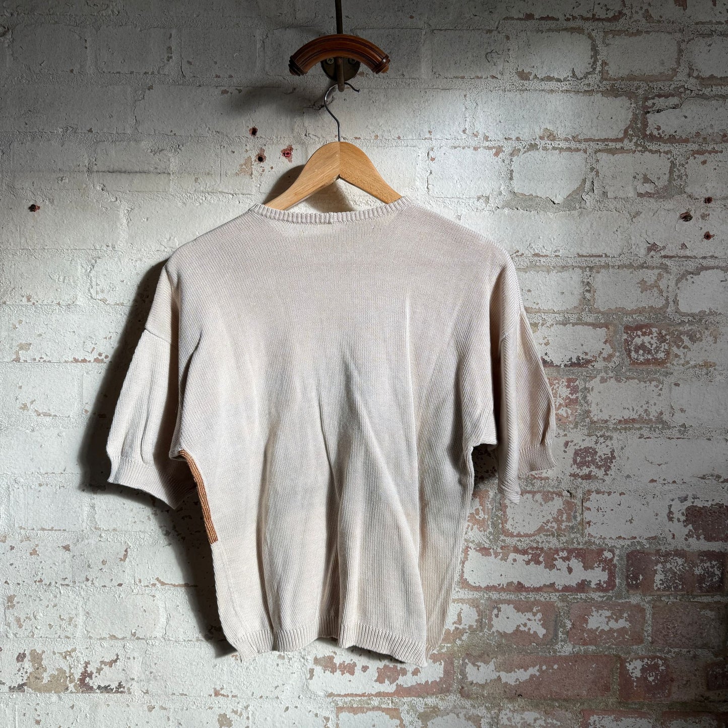 1980s Beige Knitted Tiger Print T-shirt Jumper T-Shirt