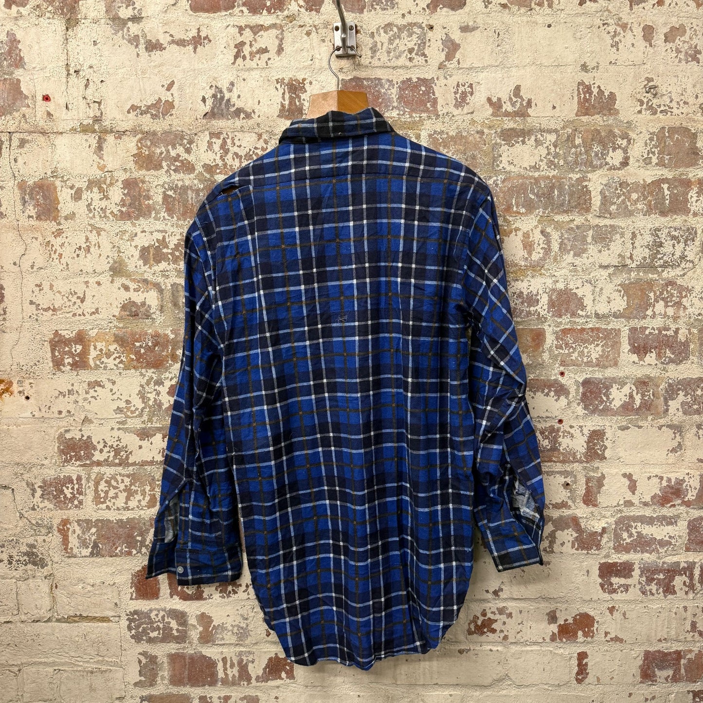 1970s Blue Checkered British Button Up Shirt