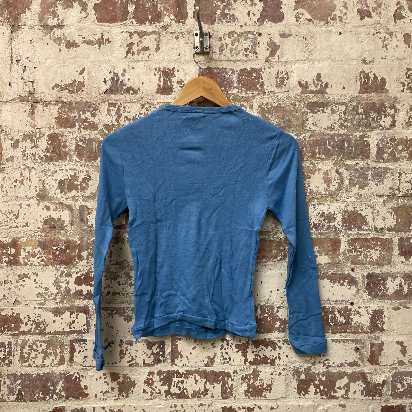 Vintage 1970s 1980s Blue Long Sleeve Top