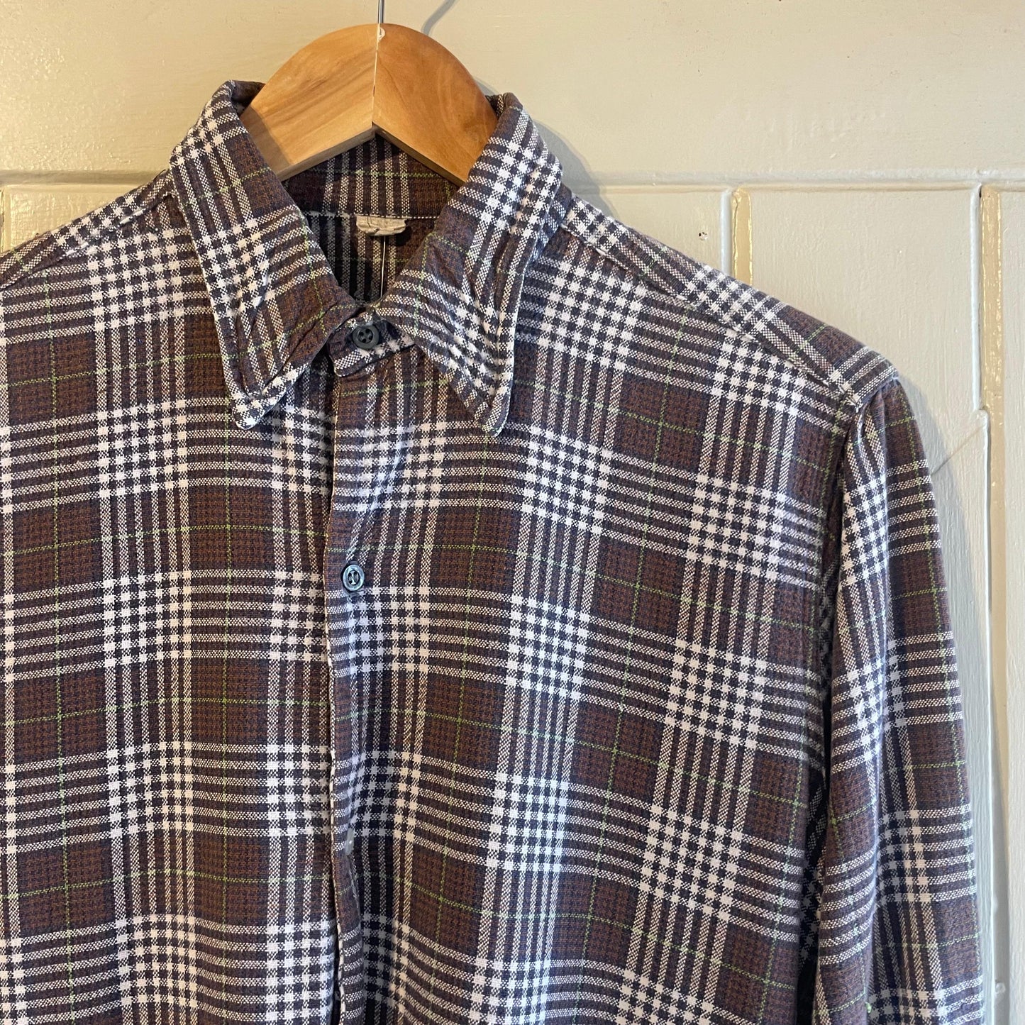 1970s Checkered French Work Button Shirt