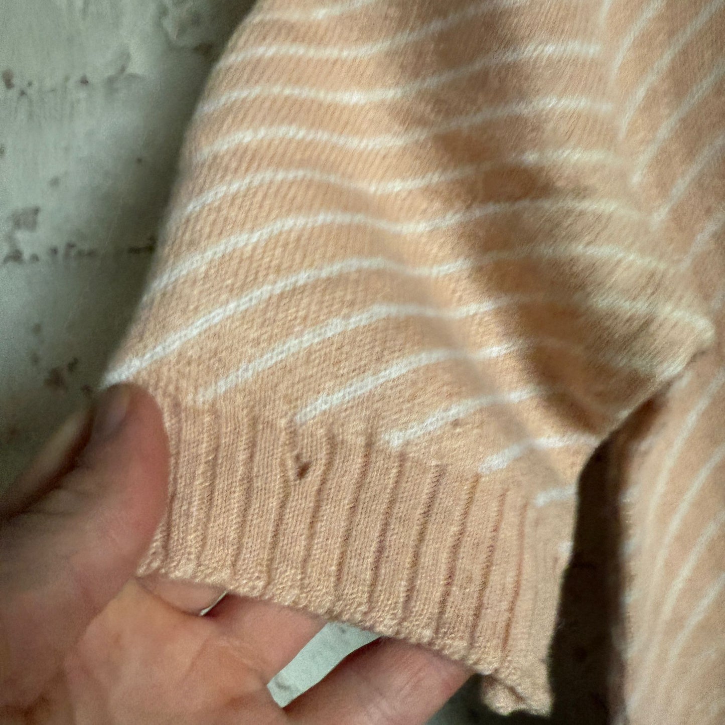 1970s Peach Italian Knitted Striped Polo Shirt Top