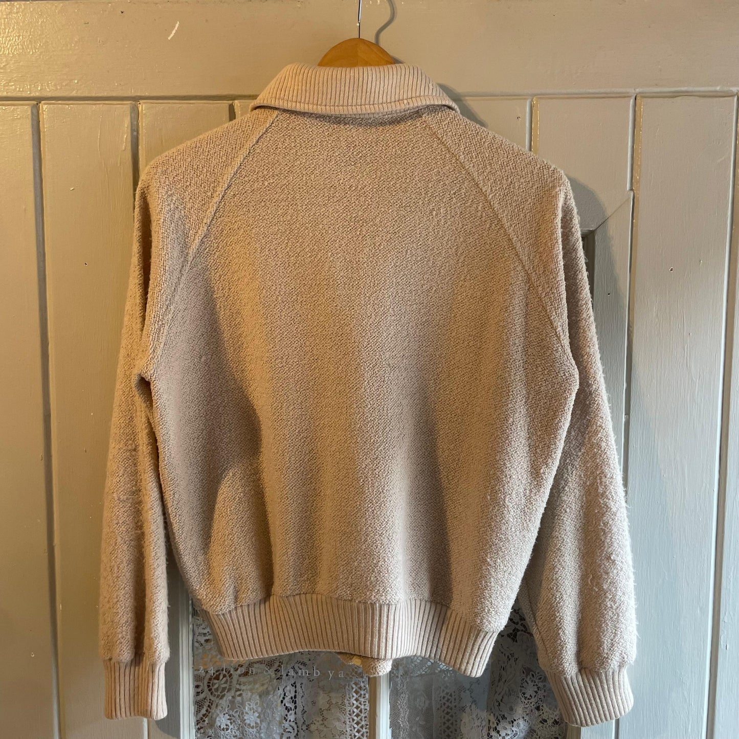1970s Beige 'Pooh' Knitted track Top Jacket