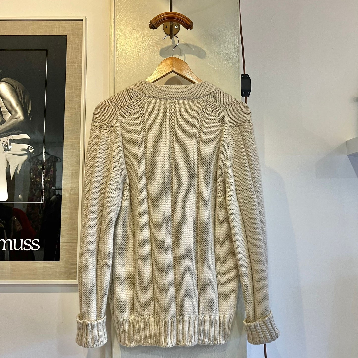 1970s Cream Italian Mohair Knitted Cardigan Jumper