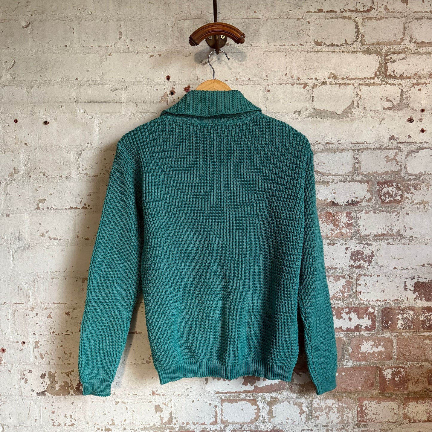 1960s Dark Turquoise Knitted Cardigan Jumper
