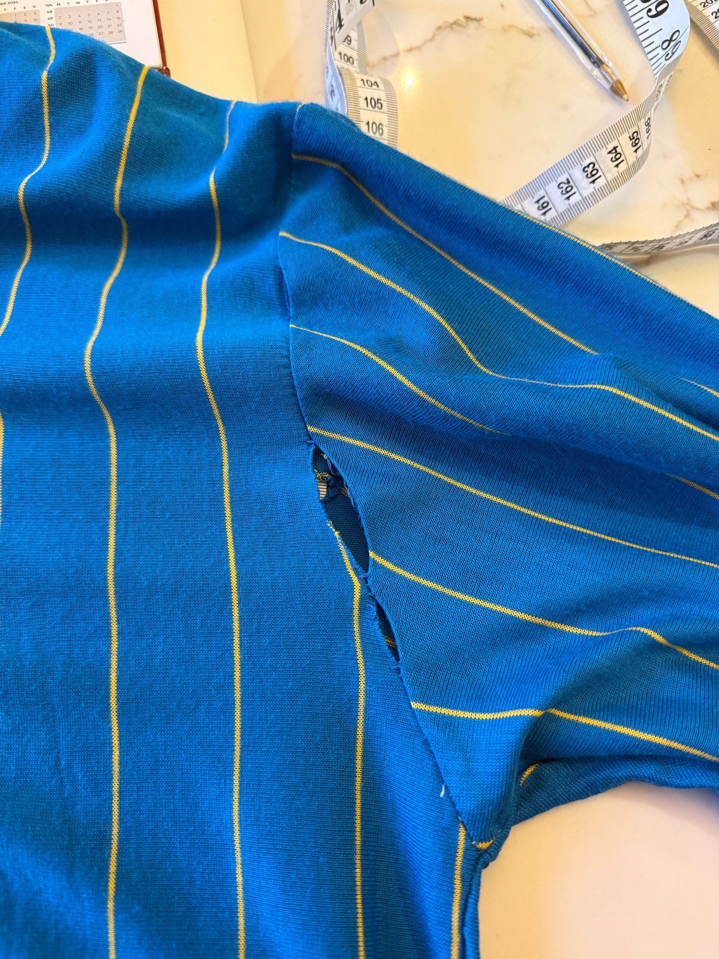 1970s Blue Striped Football Template Top