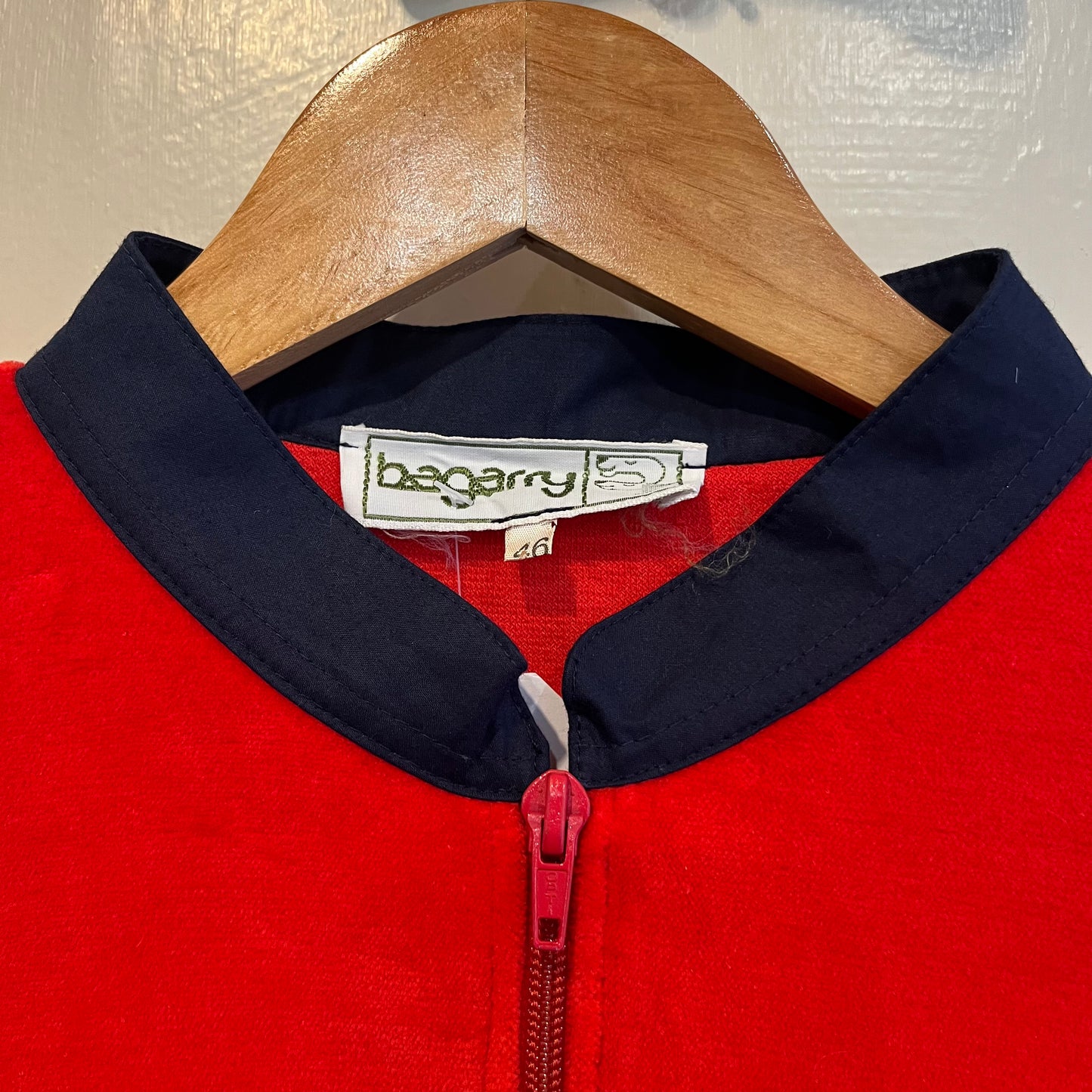 1980s Red Towelling Zip Up Track Top