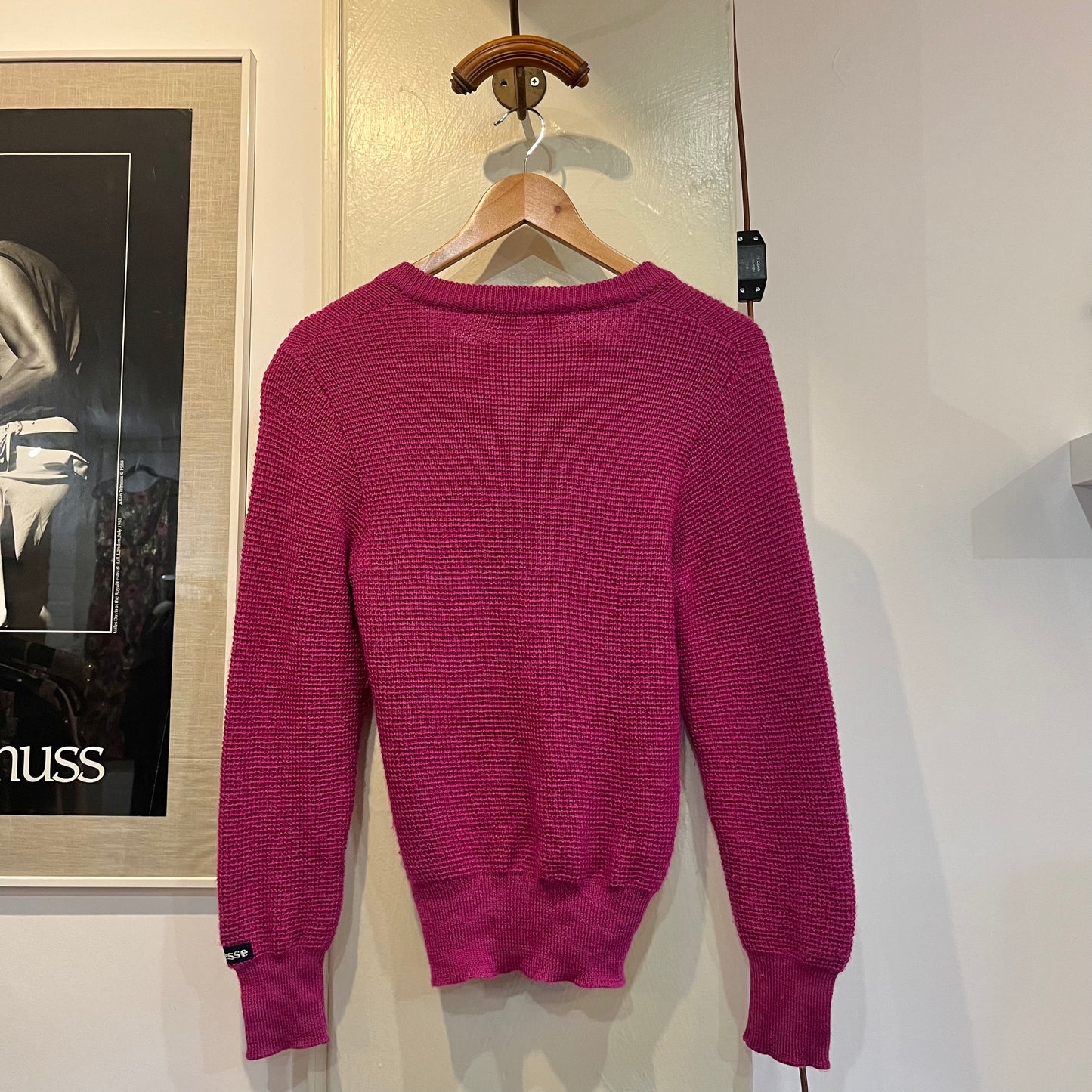 1980s Purple Ellesse V-Neck Knitted Jumper
