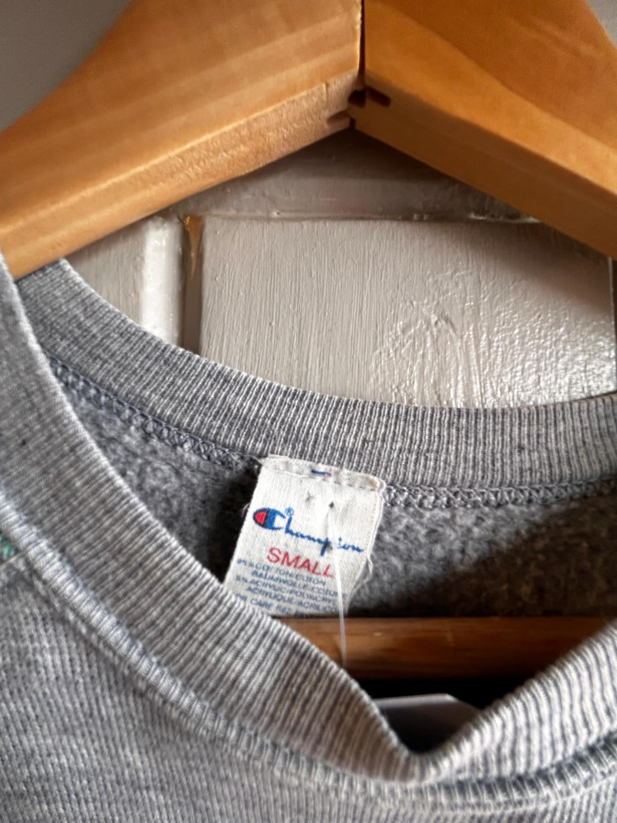 1980s Grey Champion Tape Logo Graphic Sweatshirt