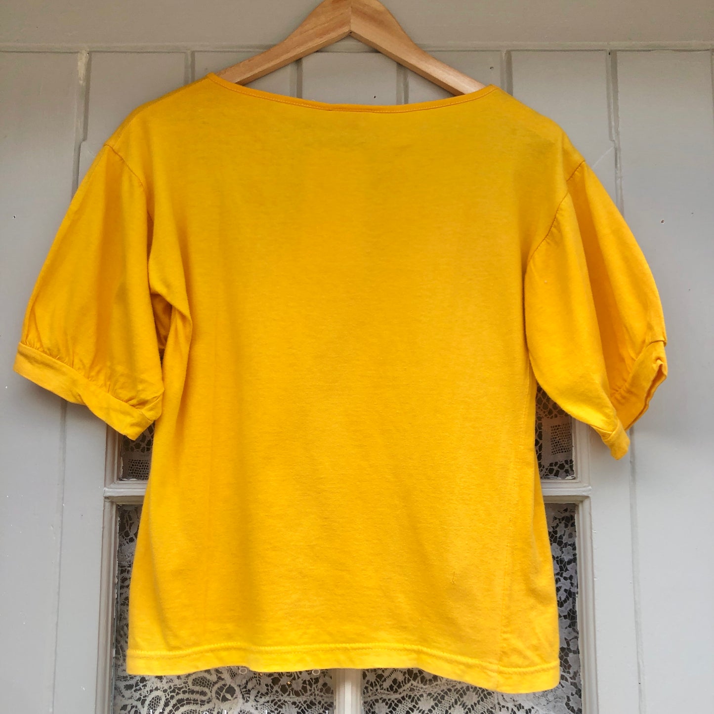1970s Yellow Bat Wing Blank T-Shirt Top