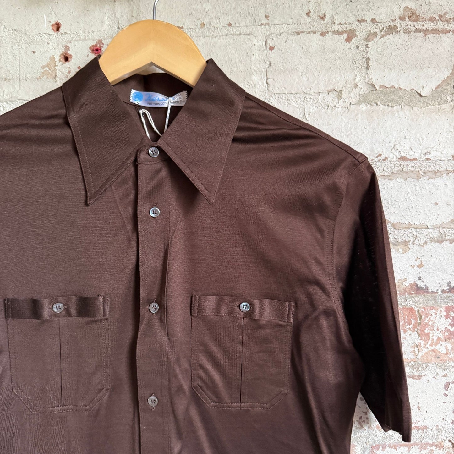 1970s Brown Italian Cotton Button Shirt