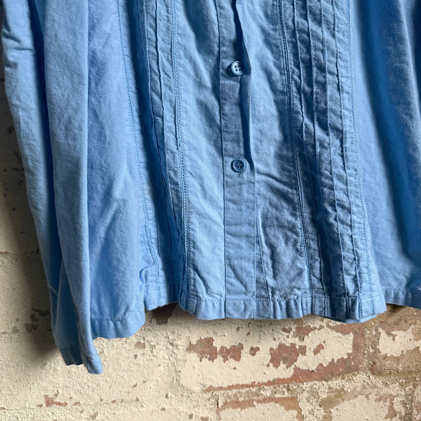1980s Blue Patterned Blue Button Shirt