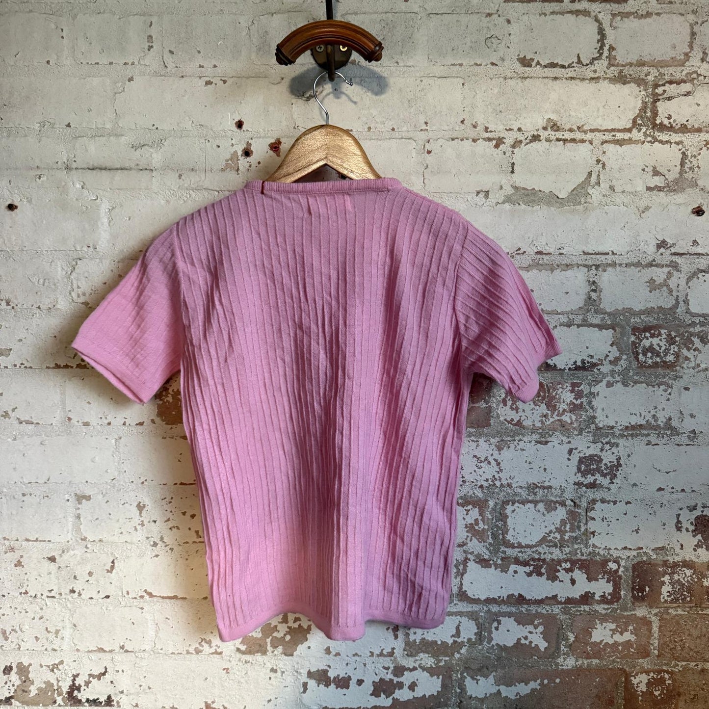 1970s Pink Knitted Short Sleeved Jumper T-Shirt