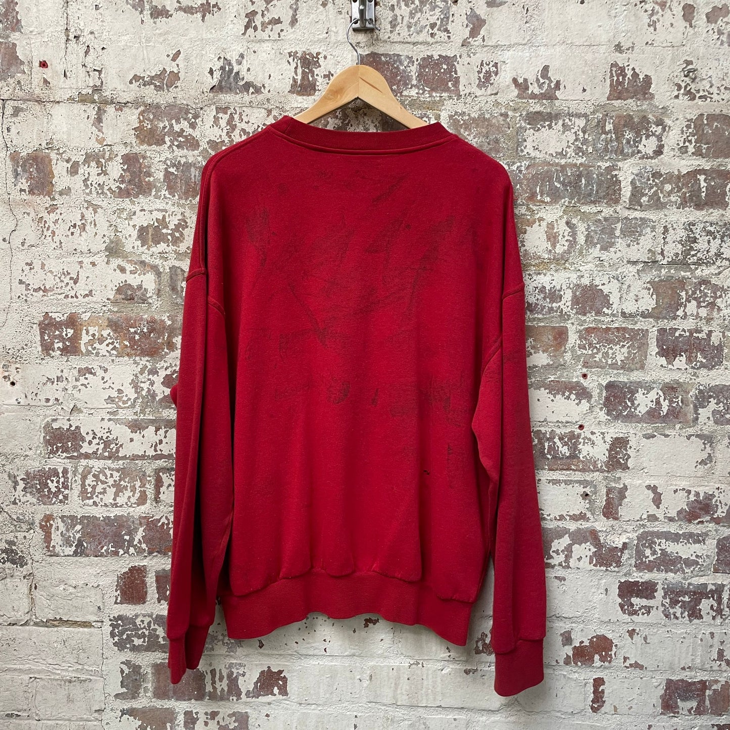 Vintage 1990s Red Reebok Distressed Sweatshirt Jumper