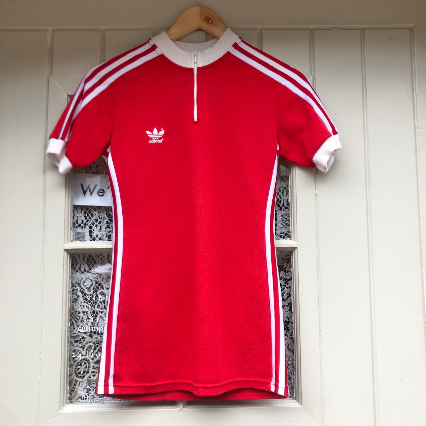 1980s Red Adidas Cycling Top