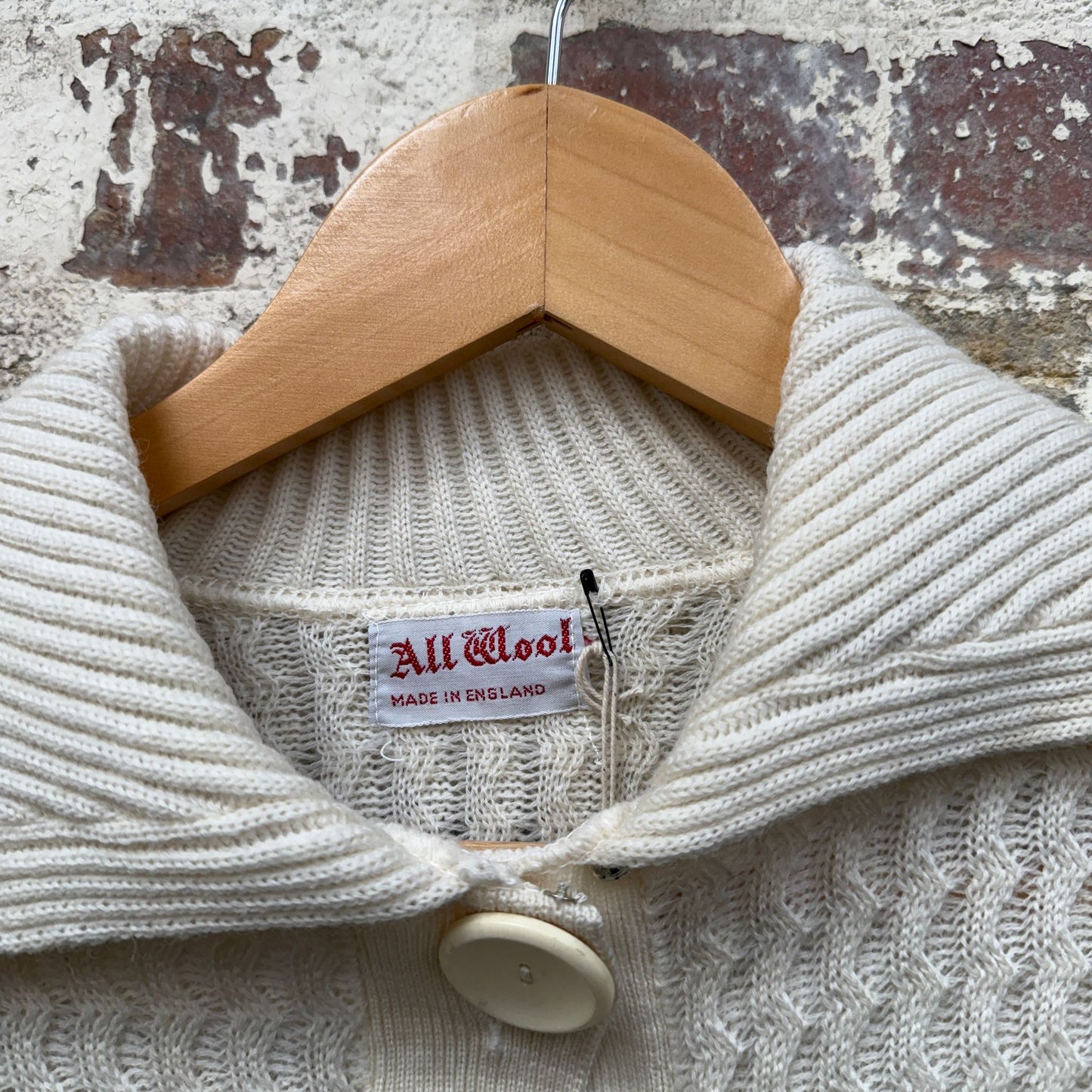 1970s Cream Knitted Cardigan Jumper