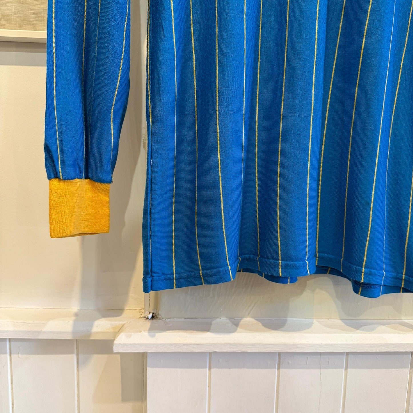 1970s Blue Striped Football Template Top