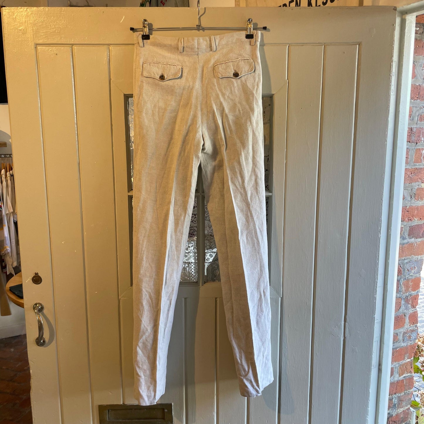 1970s Linen Button Two Piece Italian Suit