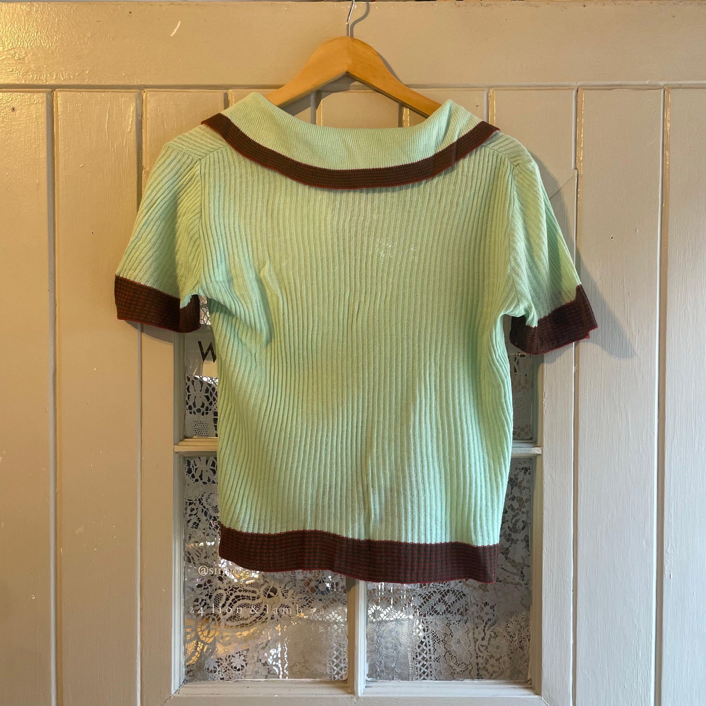 1970s Lime Green Knitted Polo Shirt Top