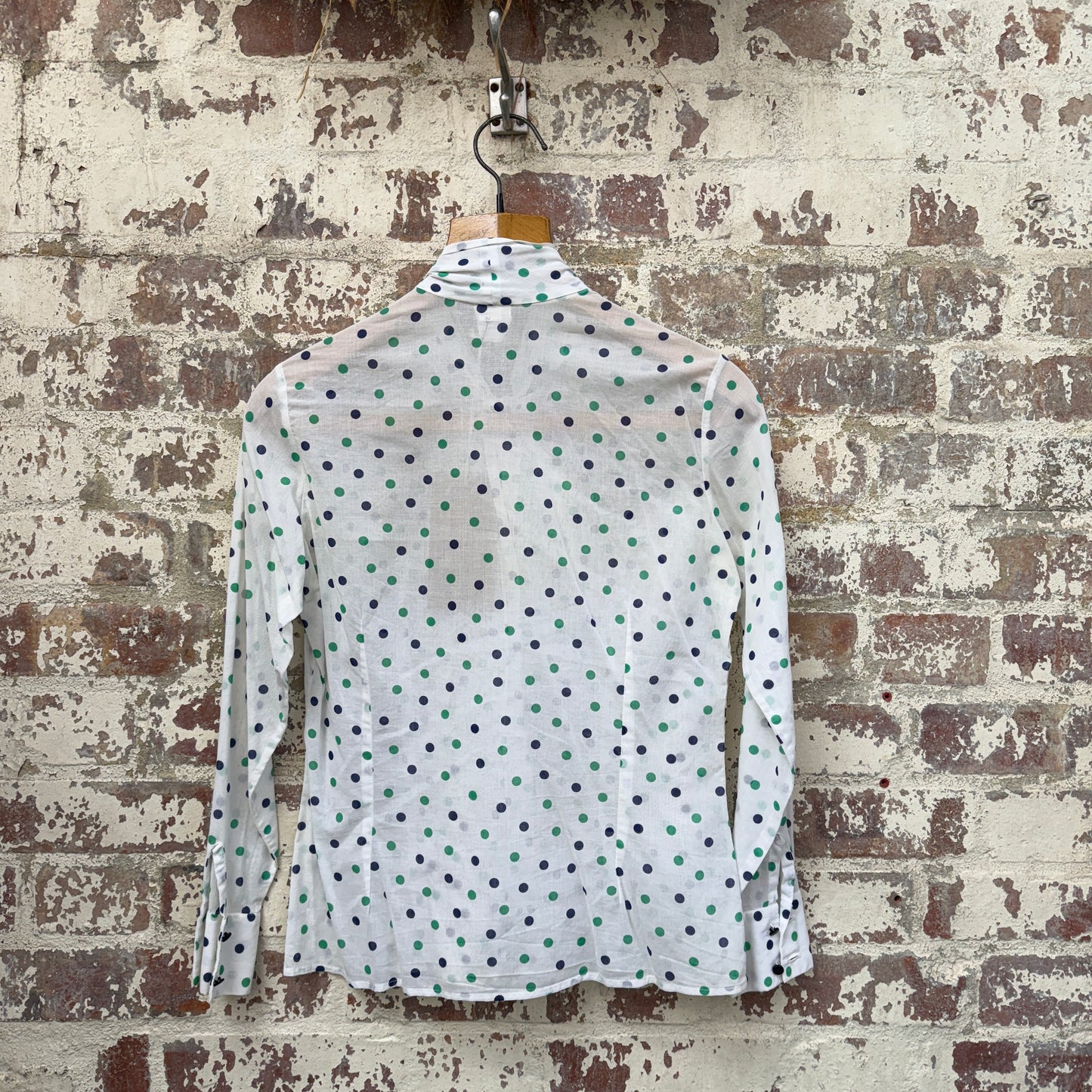 1980s White St Michael’s Polka Dot Blouse Shirt