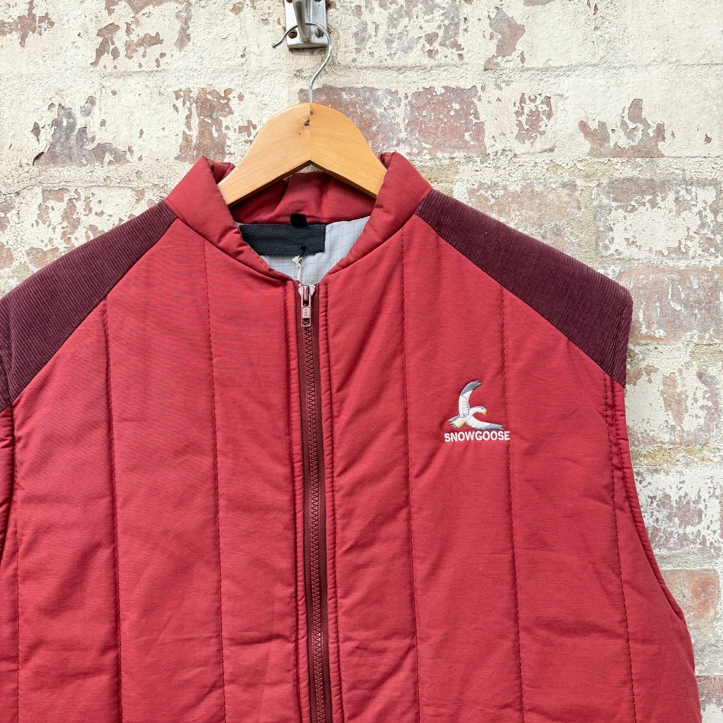 1980s Red British Padded Snow Goose Gilet Jacket