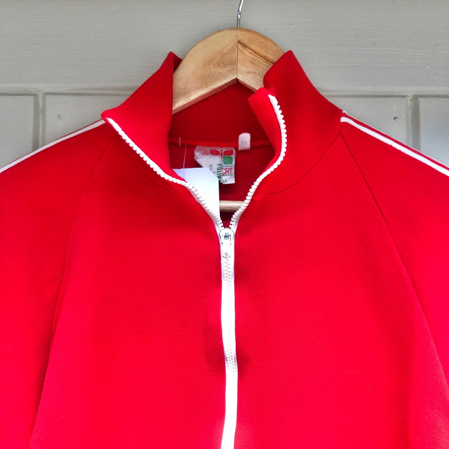 1970s Red Zip Up Track Top