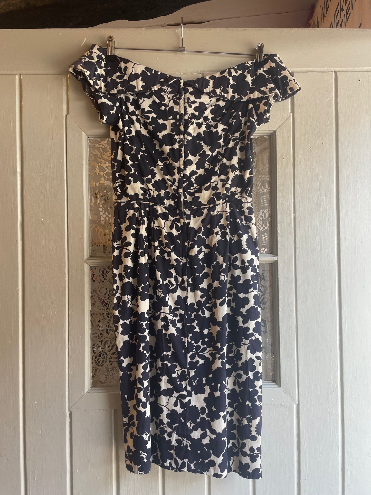 1950s Silk Patterned Zip Dress