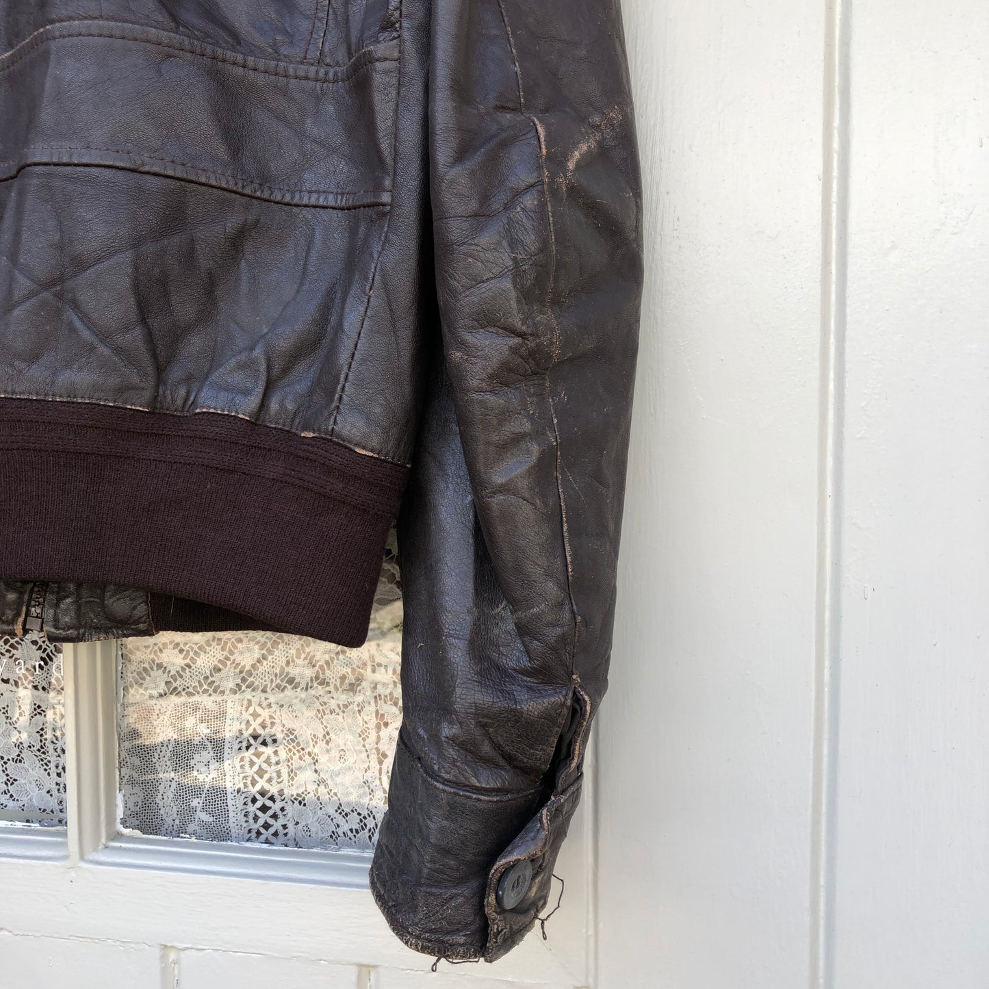 1970s Dark Brown Leather Bomber Jacket