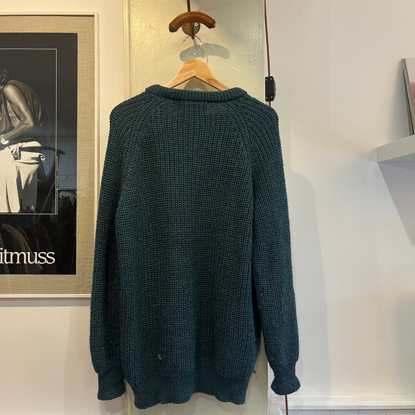 1970s Green Irish Wool Knitted Jumper