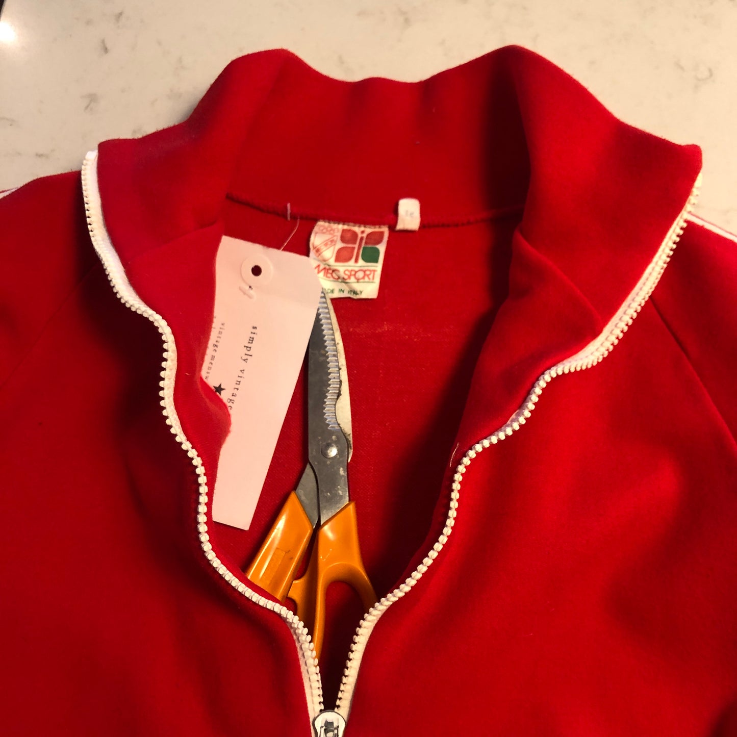 1970s Red Zip Up Track Top